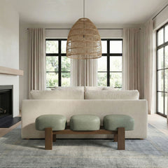 Woodcrest - Vegan Leather Upholstered Bench - Painted Brown Walnut Base