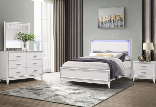 Lily - 5 Piece King Bedroom Set (Bed, Dresser, Mirror, 2 Nightstands) - White