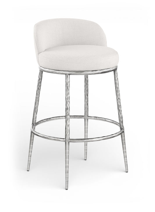 Ferro - Performance Fabric Upholstered Bar Stool - Antique Silver