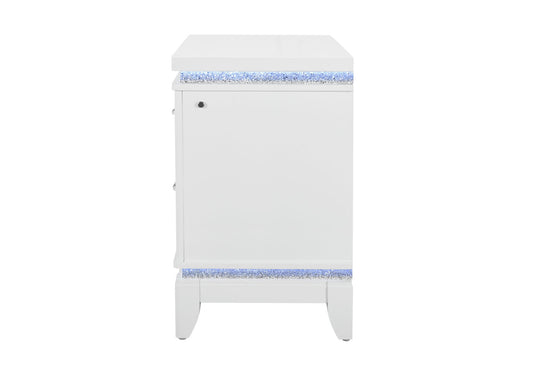 Alina - Nightstand With Cooler, LED, Speaker And USB - White