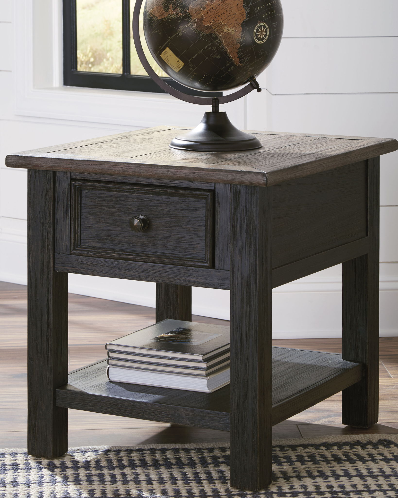 Tyler Creek - Grayish Brown / Black - Rectangular End Table
