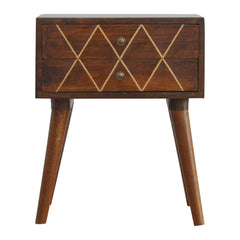 Inlay - Geo Brass Bedside Table - Chestnut