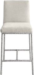 Reeves - Chenille Fabric Upholstered Counter Stool (Set of 2) - Silver Base