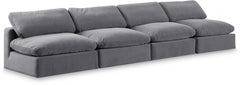 Comfy - Velvet Modular Armless Sofa 4 Seats