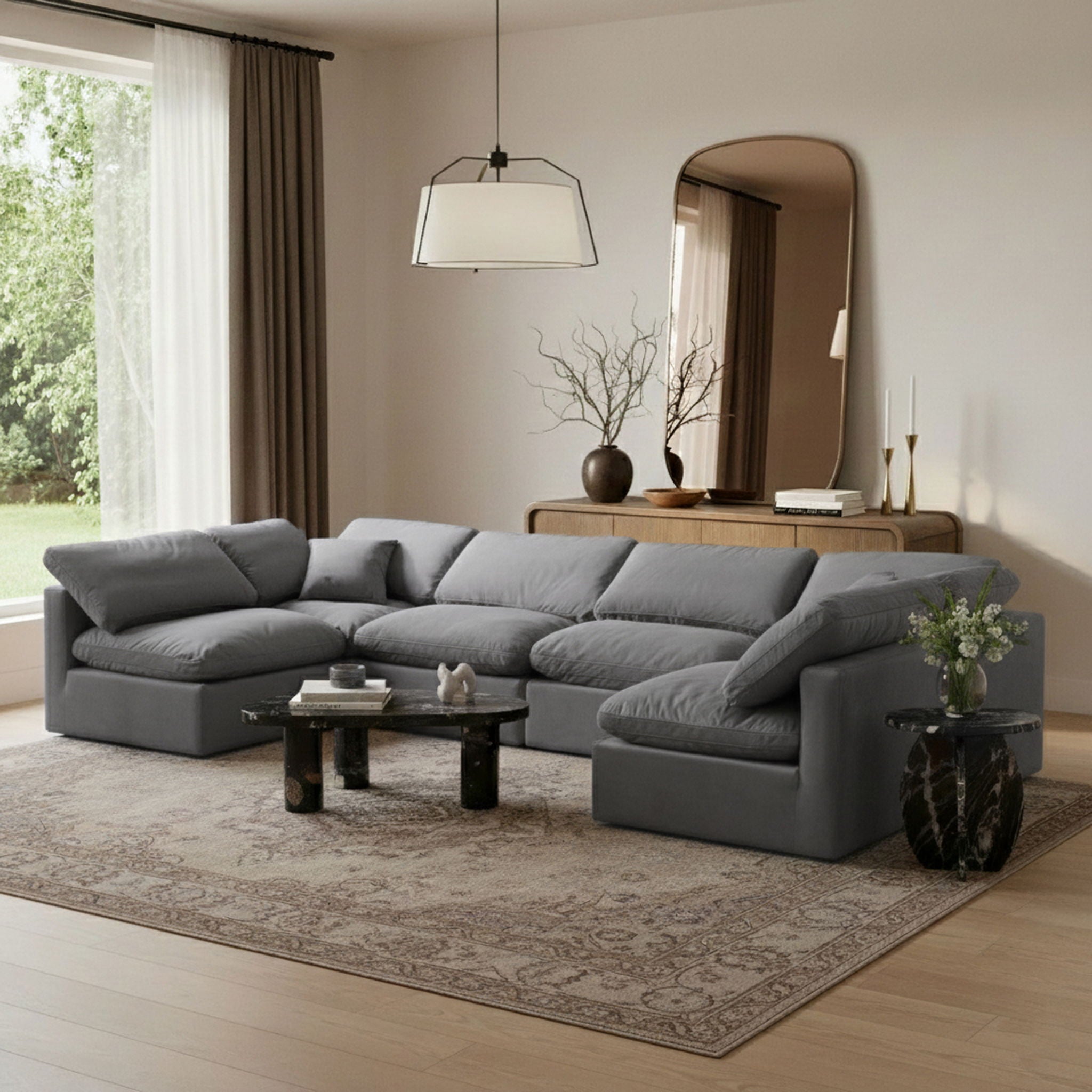 Indulge - Velvet 6 Piece Modular U-Shaped Sectional