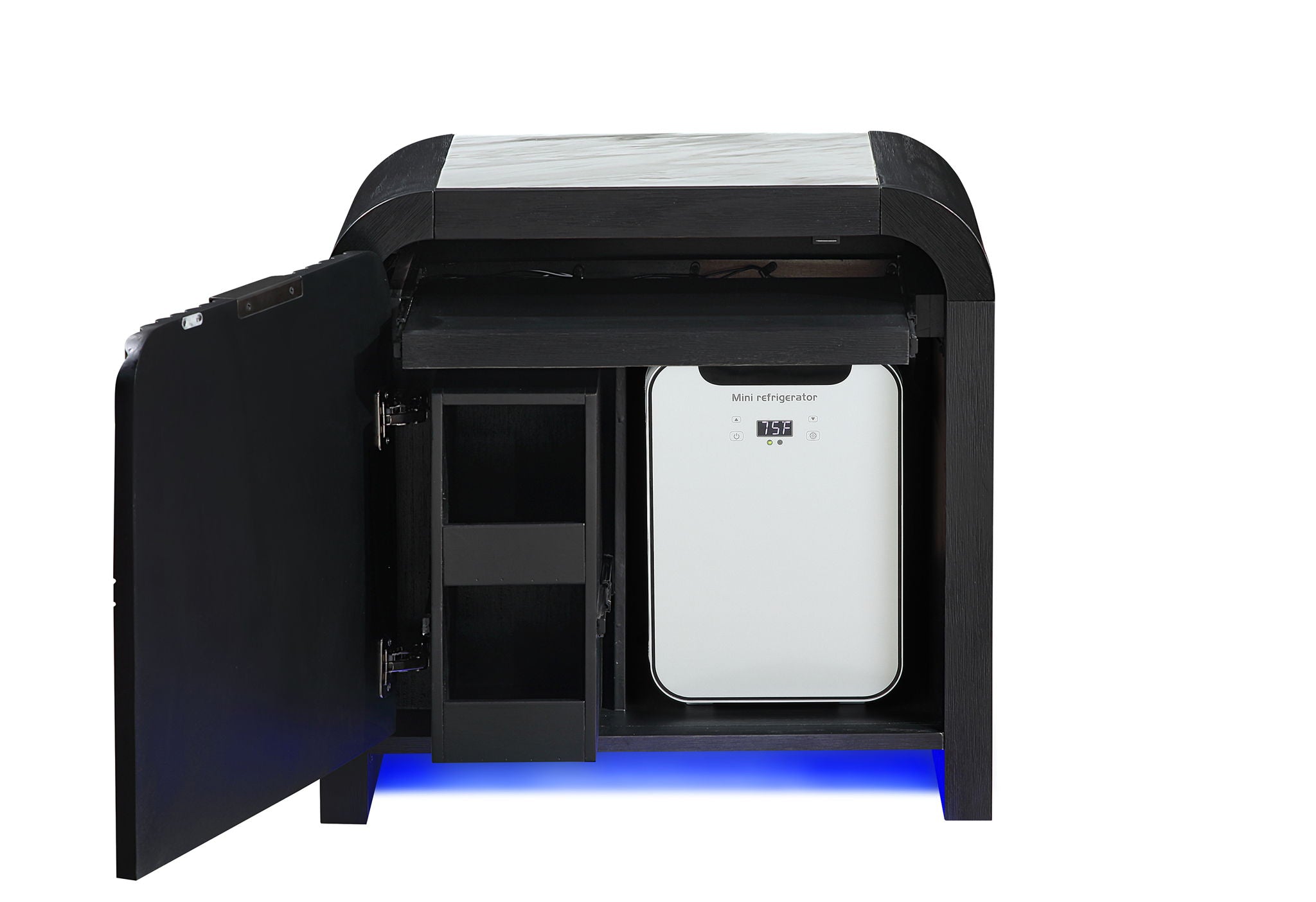 Beckett - Nightstand With LED, Cooler And Speaker - Black / White