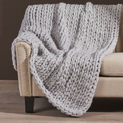 Cozy Knitted Acrylic Throw Blanket With Double Sided Design