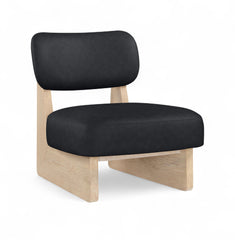 Vetra - Vegan Leather Upholstered Accent Chair With Natural Base