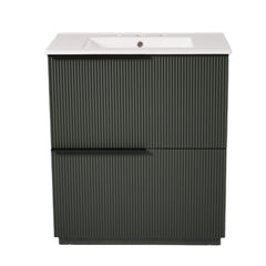 Fluted Bathroom Vanity With Ceramic Sink, Soft Close Slides