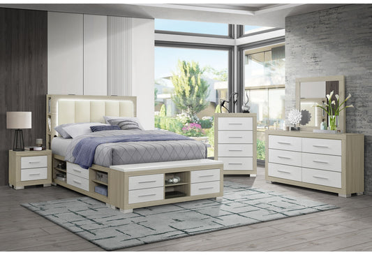 Madison & Emma - 5 Piece Queen Bedroom Set - Natural / White