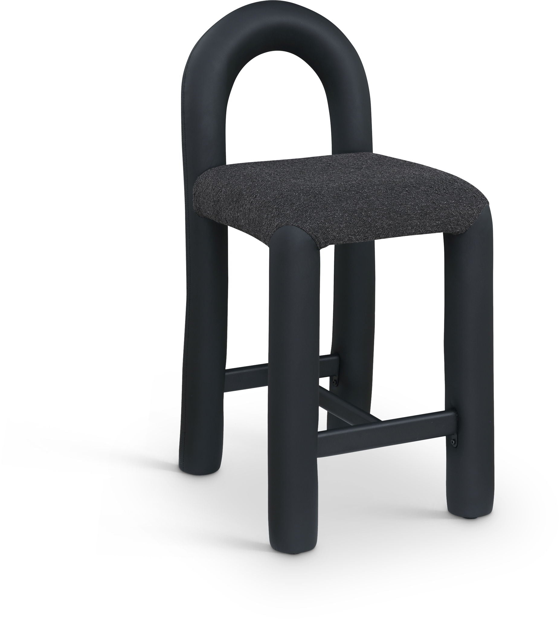 Amari - Vegan Leather and Boucle Fabric Stool