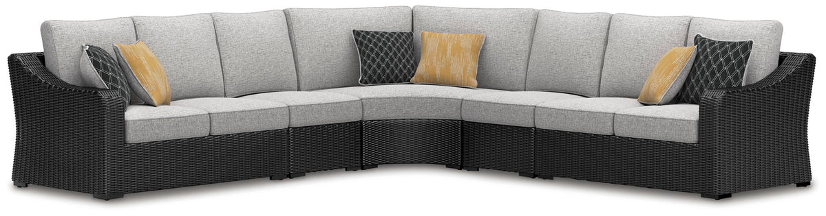 Beachcroft - 5-Piece Outdoor Sectional - Black / Light Gray