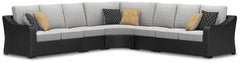 Beachcroft - 5-Piece Outdoor Sectional - Black / Light Gray