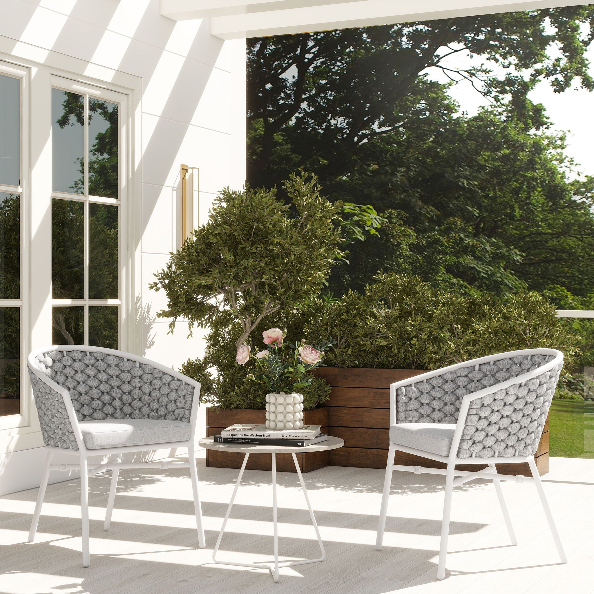 Rowan - Rope Barrel Back Patio Dining Chairs (Set of 2) - White