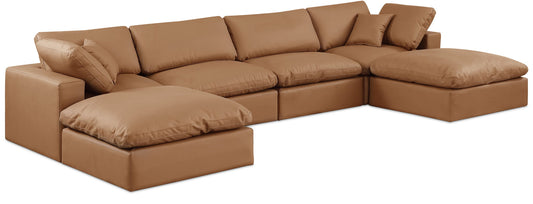 Comfy - 6 Piece Faux Leather Modular Double Chaise Sectional