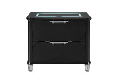 Lando - Nightstand With Speaker And Wireless Charging Platform - Black