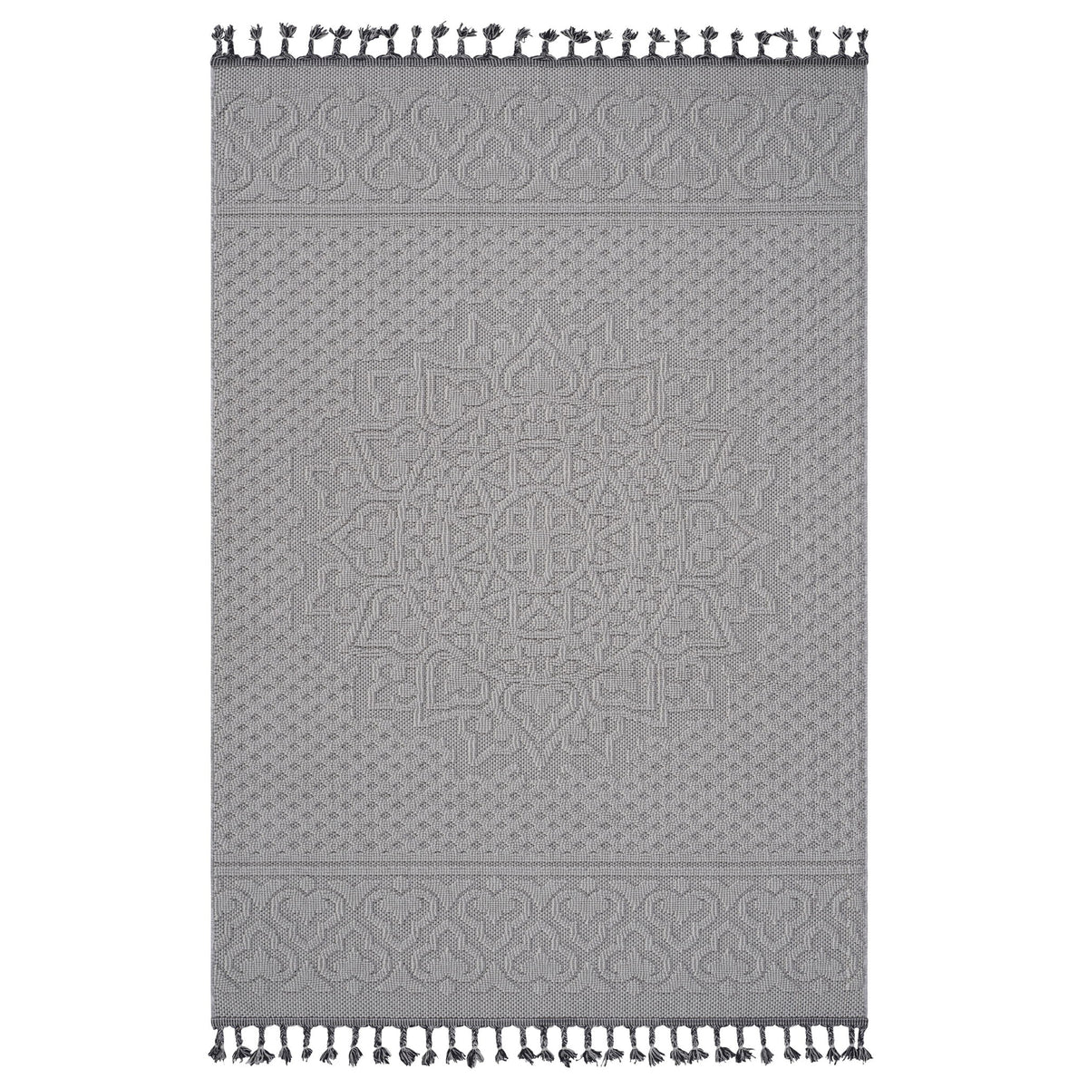 Guros - 8' X 10' Medallion Indoor / Outdoor Area Rug - White / Ivory