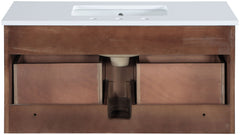 Leonardo - Engineered Stone And Solid Wood 24" Wall Mounted Bathroom Vanity