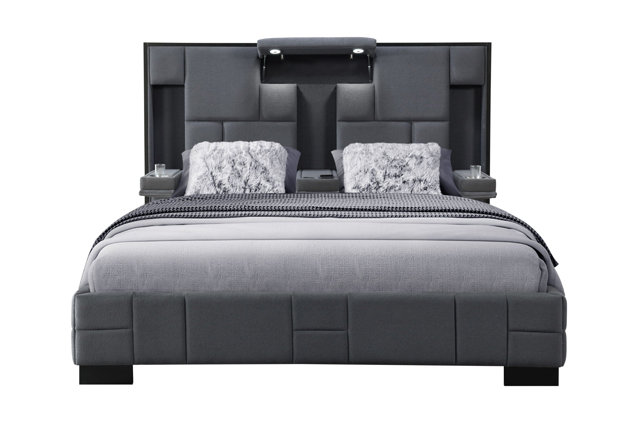Oscar - King Bed Without Wood Trim - Dark Gray