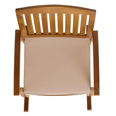 Acacia Wood Outdoor Patio Rocking Chair With Cushion (Set of 2) - Natural / Cream