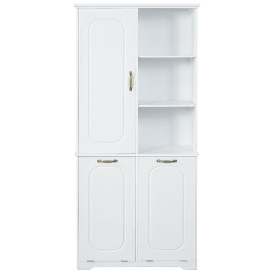 Freestanding Tall Storage Cabinet With 2 Tilt Out Hampers