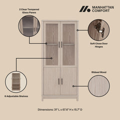 Jodie - Bookcase Cabinet With 6 Adjustable Shelves - Oak