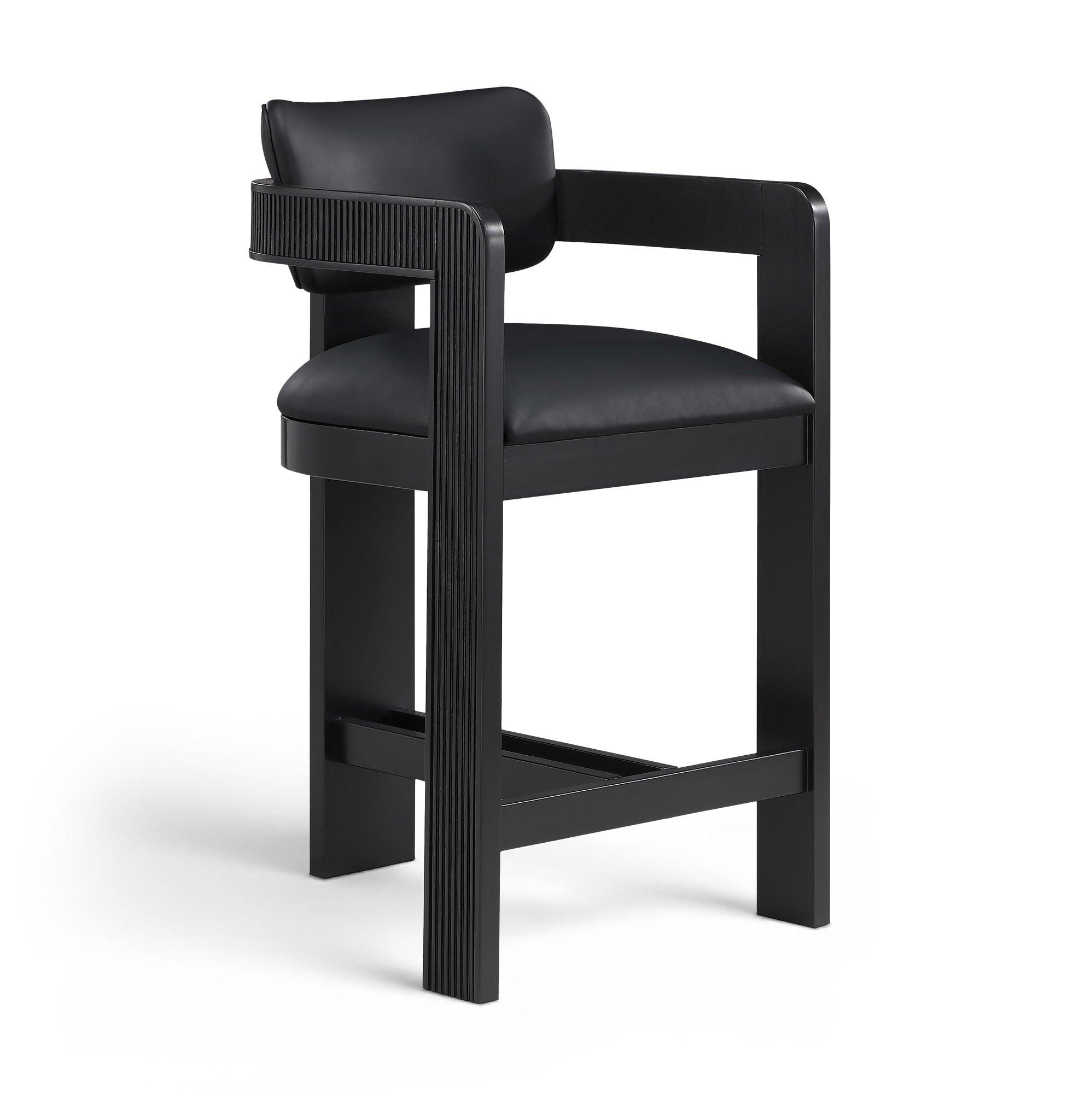 Sacha - Vegan Leather Upholstered Counter Stool With Black Base