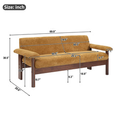 Sofa With Pillow Top Arms, Single Cushion Couch For Living Room - Yellow