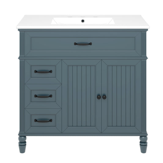 Bathroom Vanity With Sink, 2 Doors 2 Drawers, Freestanding Design