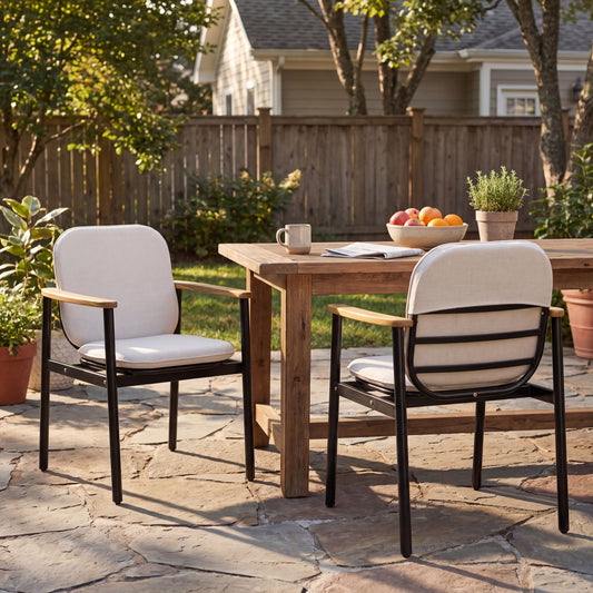 Outdoor Dining Chair - Beige / Black / Teak