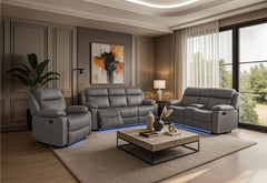 U6026 - 3 Piece Living Room Set (46A Reclining Sofa, Console Reclining Loveseat With Speaker) - Gray