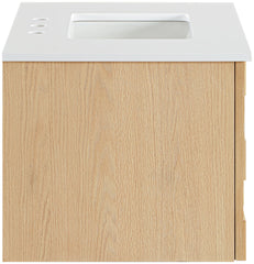 Leonardo - Engineered Stone And Solid Wood 24" Wall Mounted Bathroom Vanity