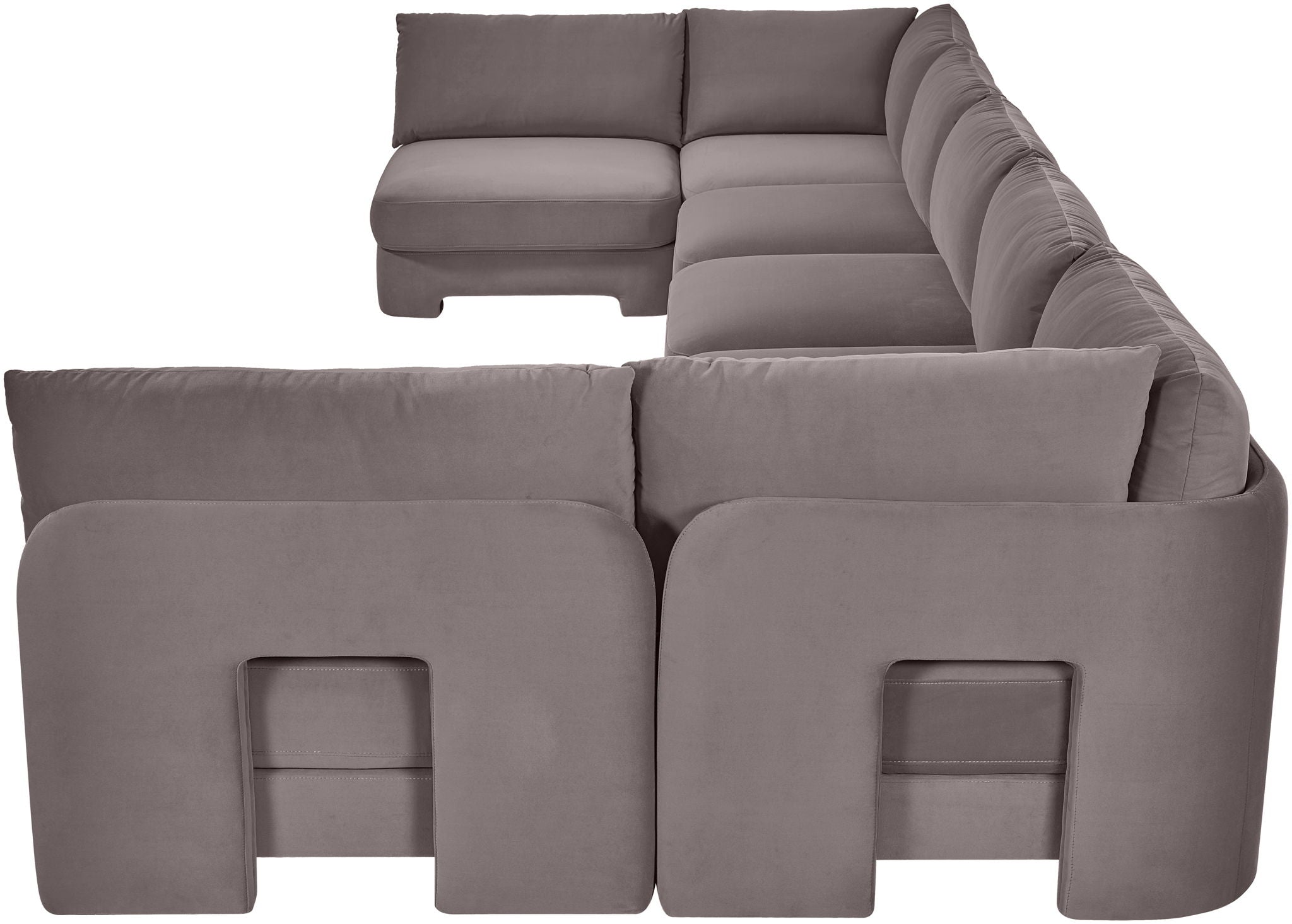 Hammond - Velvet Performance Fabric Upholstered 7 Piece U-Shaped Armless Sectional