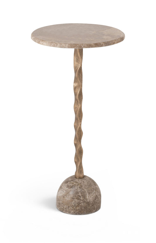 Helix - Genuine Marble Top And Aluminum Base End / Side Table
