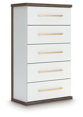 Kendanport - Brown / White - Five Drawer Chest