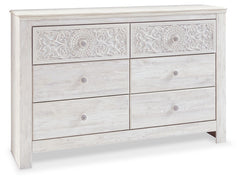 Paxberry - Six Drawer Dresser - Medallion Drawer Pulls - Whitewash