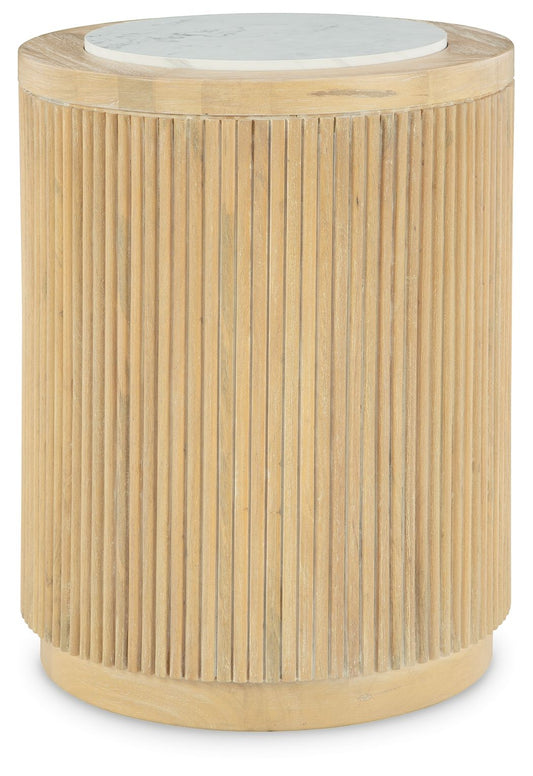 Camdill - Round End Table - Light Brown / White