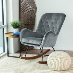 Hannah - Mid-Century Modern Rocking Chair - Gray
