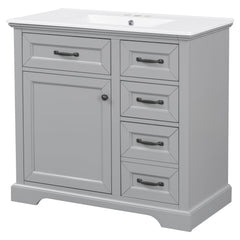 36" Bathroom Vanity With Sink, 2 Tip Out Drawers, Soft Close Hinges