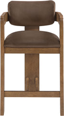 Sacha - Velvet Stool With Brown Base
