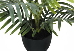 20" Tall, Artificial Plant, Palm, Indoor, Faux, Fake, Table, Greenery, Potted, Real Touch, Decorative - Green / Black