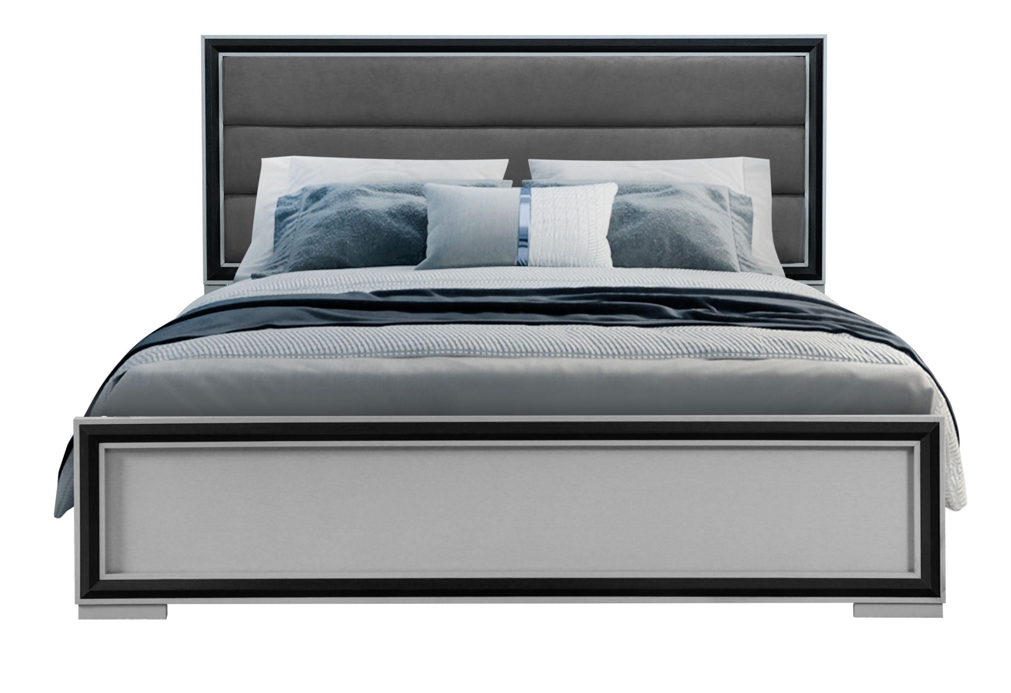 Amelia - King Bed With LED - Gray / Black