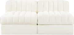 Rummi - Velvet Performance Fabric Upholstered 2 Piece Modular Armless Loveseat