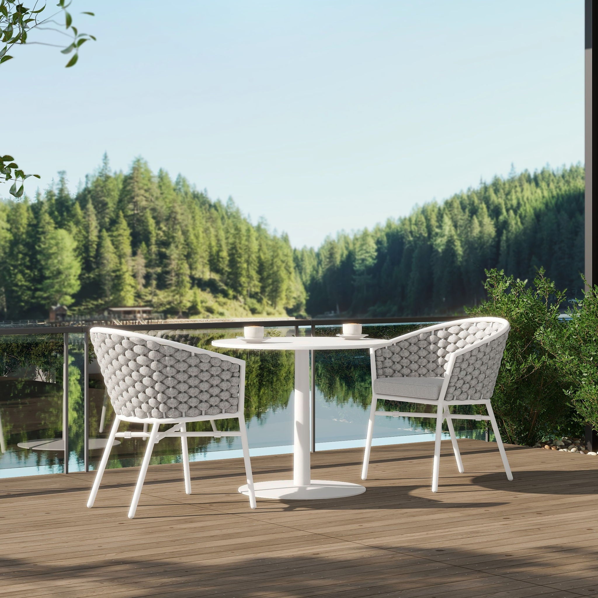 Rowan - Rope Barrel Back Patio Dining Chairs (Set of 2) - White