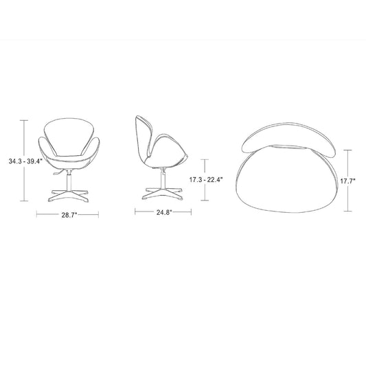 Upholstered Swivel Lounge Chair With Adjustable Height - Orange