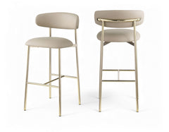 Lupita - Vegan Leather Upholstered Bar Stool With Brushed Gold Frame (Set of 2)