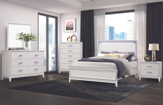 Lily - 5 Piece King Bedroom Set (Bed, Dresser, Mirror, 2 Nightstands) - White