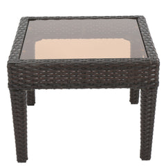Nebulosity - Outdoor Accent Table With Square Glass Top - Brown Multi
