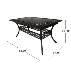 Outdoor Extendable Aluminum Dining Table With Pattern Table Top And Curved Legs - Copper