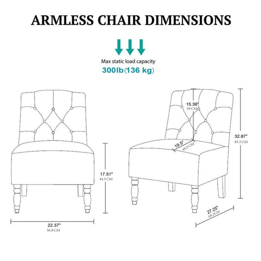 Vintage Tufted Armless Chair With Button Tufting - Taupe